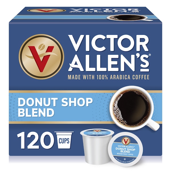 Victor Allen Victor Allen's Coffee Donut Shop Blend, Medium Roast, 120 Count, Single Serve Coffee Pods for Keurig K-Cup Brewers - FG015351