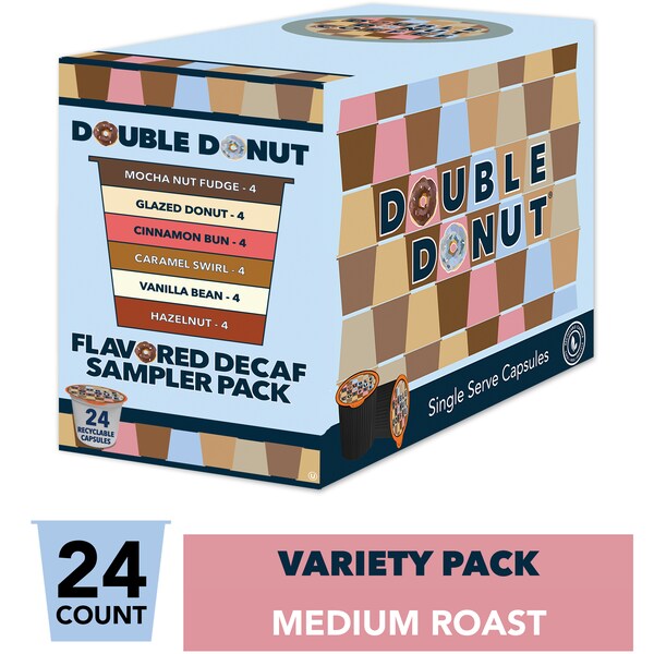 Double Donut Double Donut Flavored DECAF Coffee Variety Pack - 24 Ct - WM-DD-D-OLDVP-24