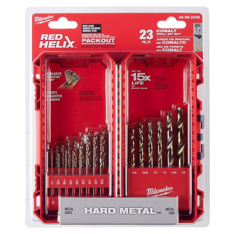 Set de Brocas de Cobalto Red Helix Twist de Milwaukee para Taladros (23 piezas) - 48-89-2338