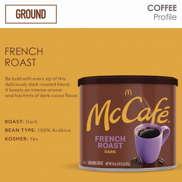 Mccafe Ground Coffee, French Roast, 29 oz Can - 043000078310