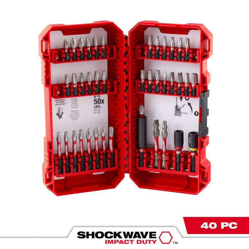 Juego de puntas para destornillador y taladro de acero aleado Milwaukee SHOCKWAVE Impact Duty (40 piezas) - 48-32-4022