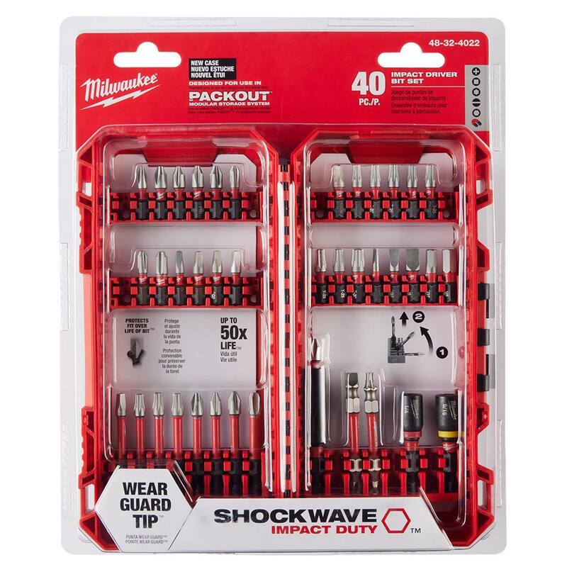 Juego de puntas para destornillador y taladro de acero aleado Milwaukee SHOCKWAVE Impact Duty (40 piezas) - 48-32-4022