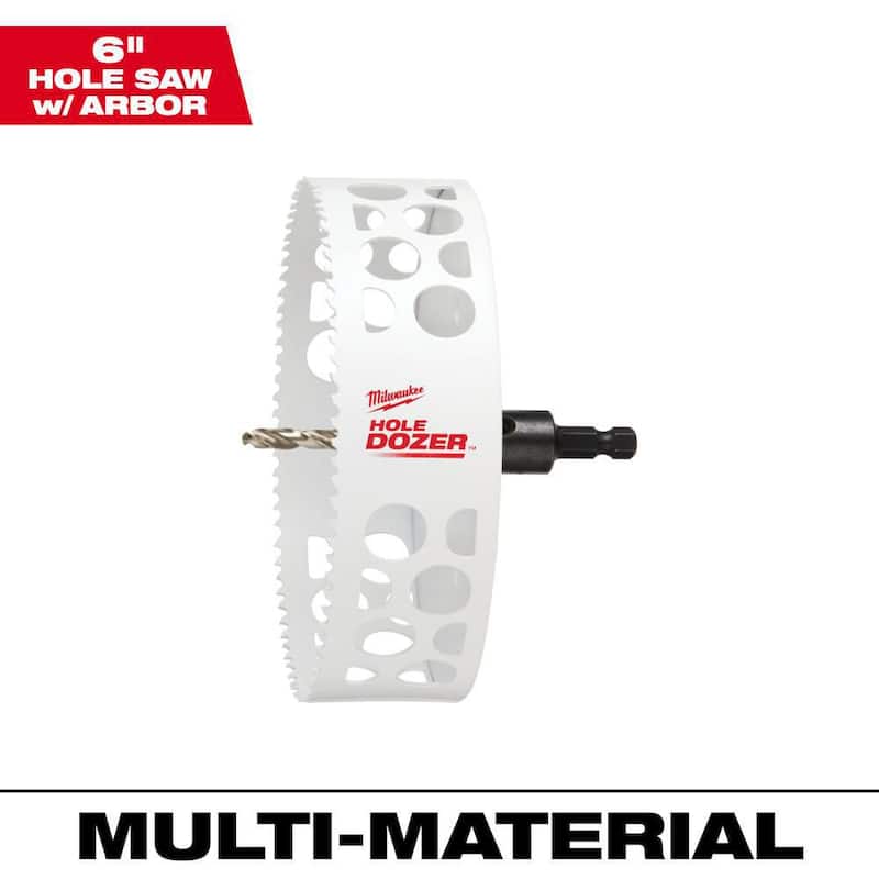 Broca perforadora bimetálica de 6 pulgadas Milwaukee con mandril de 3/8 pulgadas y broca piloto - 49-56-9698