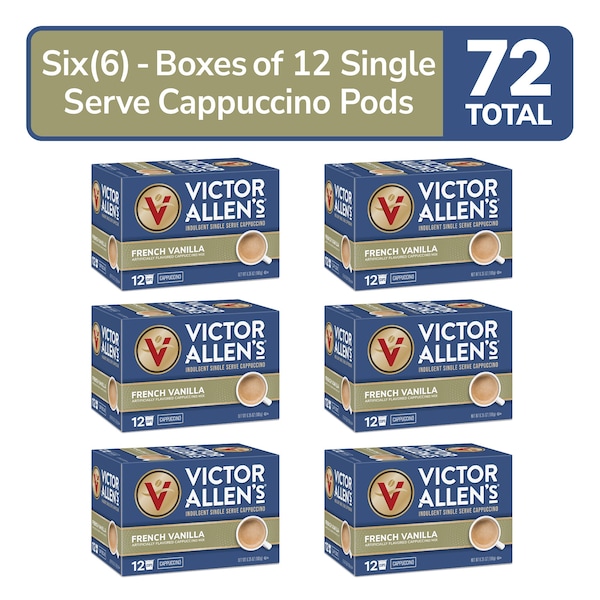 Victor Allen Victor Allen's Coffee French Vanilla Cappuccino, 6-12 Count, Single Serve Coffee Pods for Keurig K-Cup Brewers - FG016399