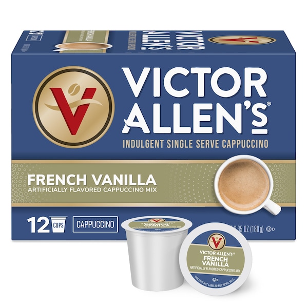 Victor Allen Victor Allen's Coffee French Vanilla Cappuccino, 6-12 Count, Single Serve Coffee Pods for Keurig K-Cup Brewers - FG016399