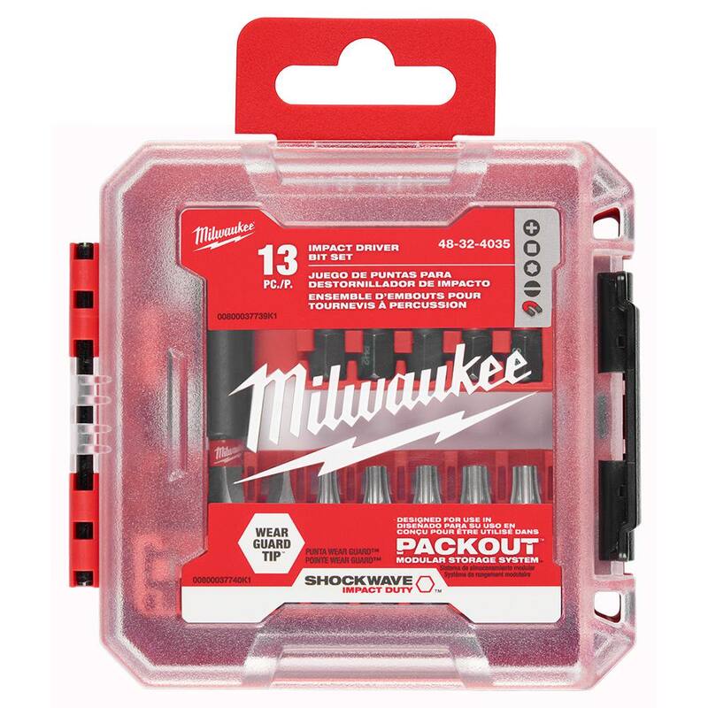 Juego de puntas de destornillador de acero de aleación Milwaukee SHOCKWAVE Impact Duty (13 piezas) - 48-32-4035