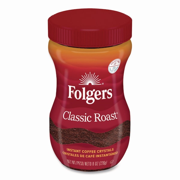 Folgers Instant Coffee Crystals, Classic Roast, 8 oz Jar, Medium - 2550020629