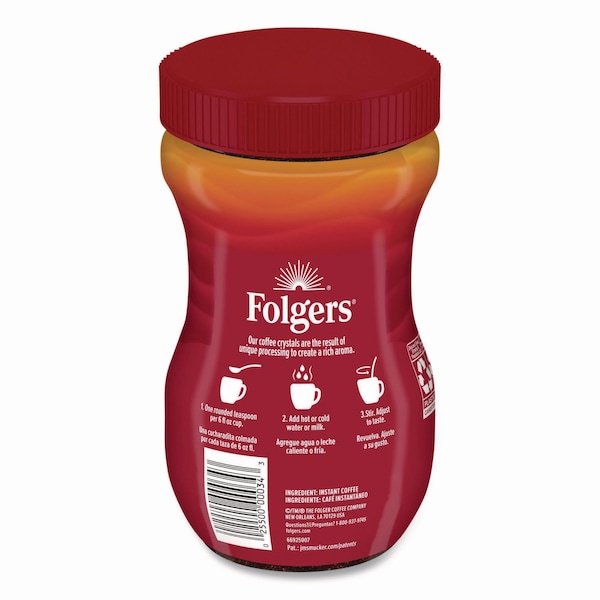 Folgers Instant Coffee Crystals, Classic Roast, 8 oz Jar, Medium - 2550020629