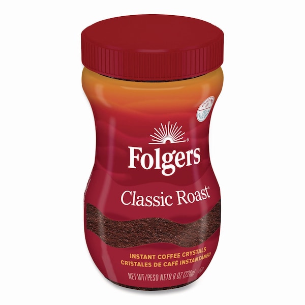 Folgers Instant Coffee Crystals, Classic Roast, 8 oz Jar, Medium - 2550020629