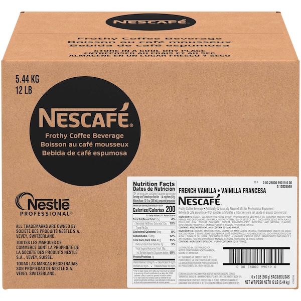 Nescafe Nescafe French Vanilla Cappuccino Mix 2lbs Bag, PK6 - 00028000990190