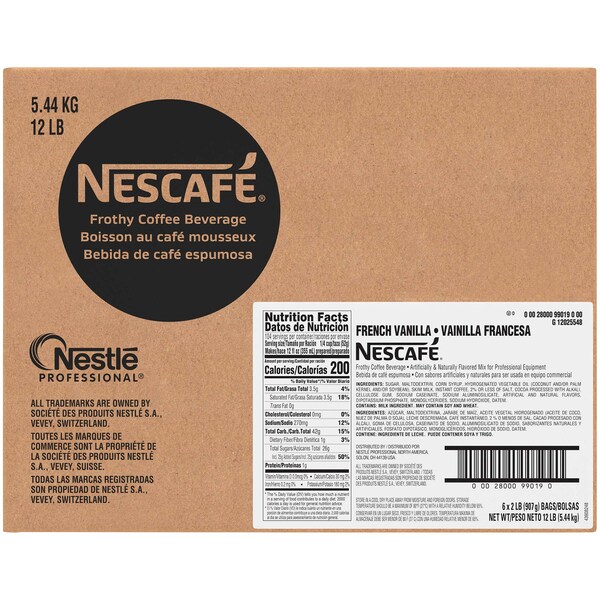 Nescafe Nescafe French Vanilla Cappuccino Mix 2lbs Bag, PK6 - 00028000990190