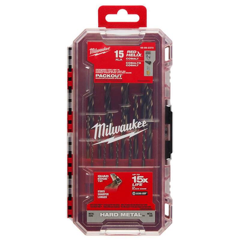 Set de Brocas Milwaukee Cobalt Red Helix para Taladros (15 piezas) - 48-89-2370