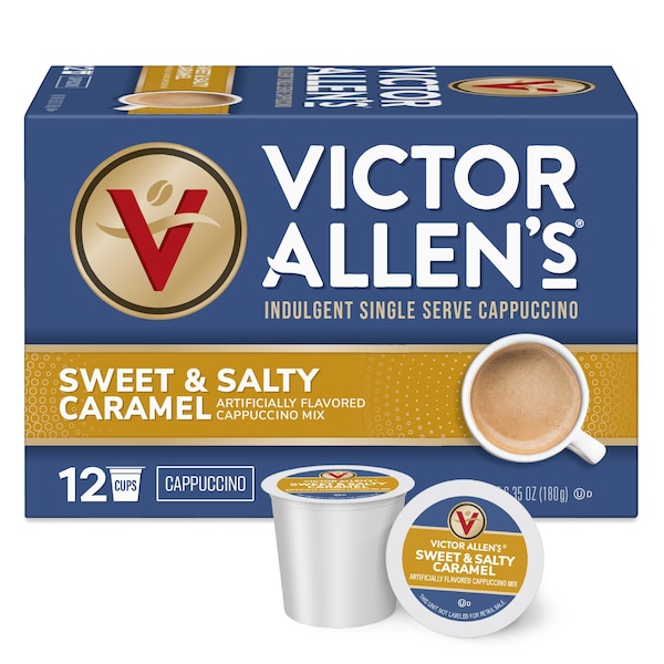 Victor Allen Victor Allen's Coffee Sweet and Salty Caramel Cappuccino, 6-12 count Single Serve K-Cup Coffee Pods - FG016403