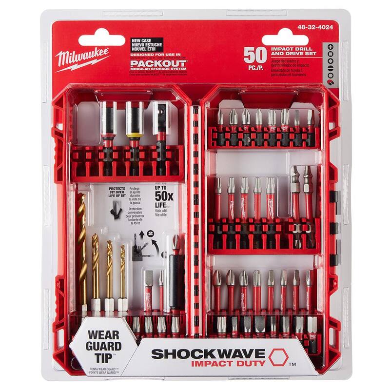 Set de puntas de destornillador de acero de aleación de Impacto SHOCKWAVE de Milwaukee (50 piezas) - 48-32-4024