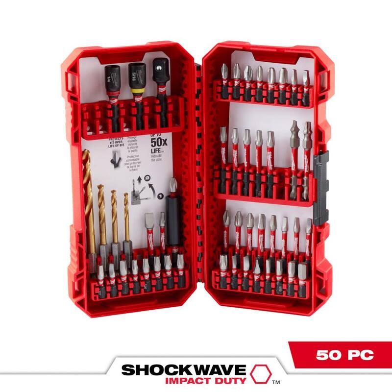 Set de puntas de destornillador de acero de aleación de Impacto SHOCKWAVE de Milwaukee (50 piezas) - 48-32-4024