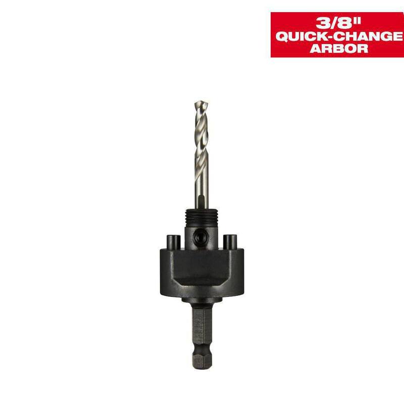 Adaptador de sierra de corona de agujero grande de cambio rápido de 3/8 pulg. de Milwaukee con broca guía - 49-56-7250