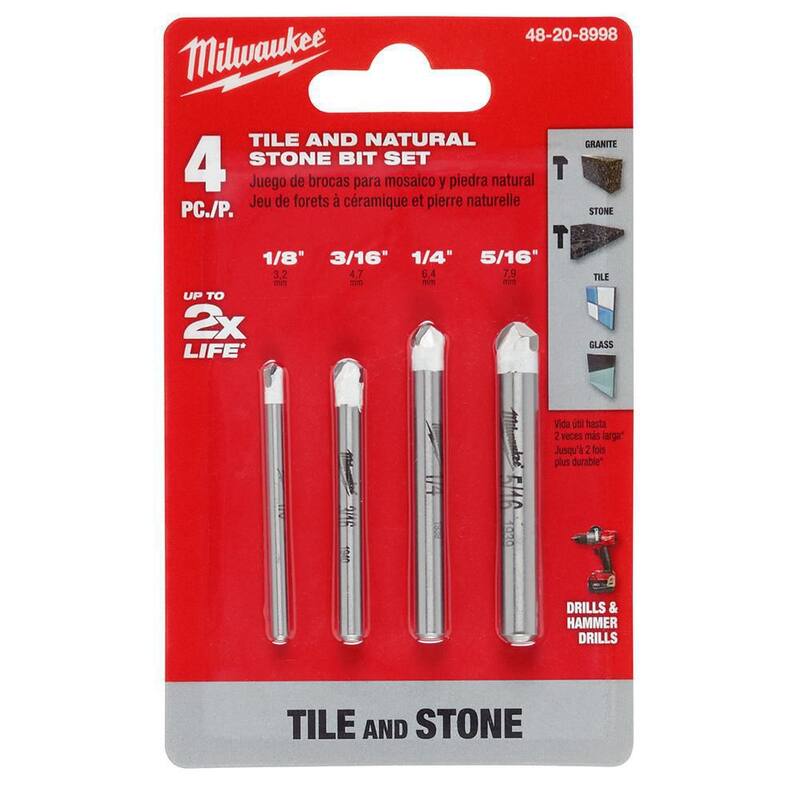 Juego de brocas de carburo para piedra natural de Milwaukee (paquete de 4) - 48-20-8998.