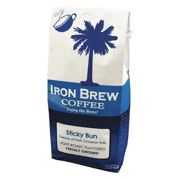 Iron Brew Coffee, Sticky Bun, Bag, Caffeinated, Ground, 12 oz - B-12SB
