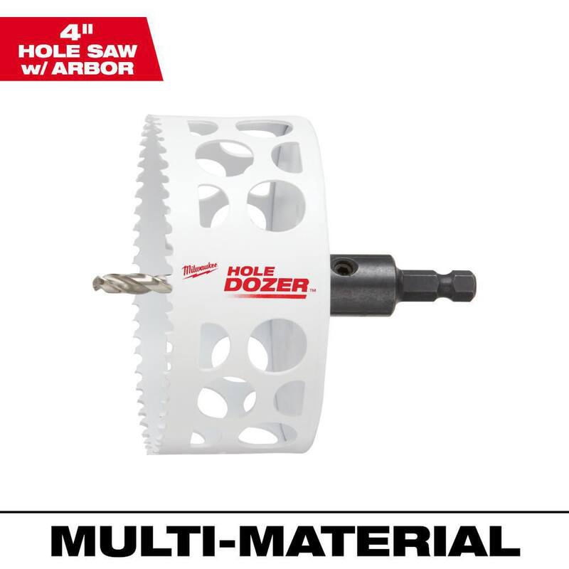 Milwaukee Sierra Perforadora Bi-Metal de 4 pulgadas con Mandril de 3/8 pulgadas y Broca Piloto - 49-56-9685