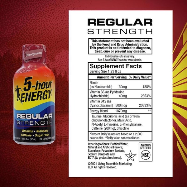 5 Hour Energy 5-hour Energy Regular Strength Sugar Free Pomegranate Energy Shot 1.93 oz - 818125