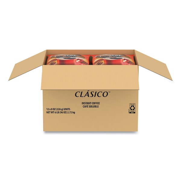 Nescaf Clasico Dark Roast Instant Coffee, 8 oz, PK12 - 12524962