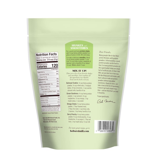 Bobs Red Mill Natural Foods Bob's Red Mill Hemp Protein Powder 16 oz. Bag, PK4 - 2903S164