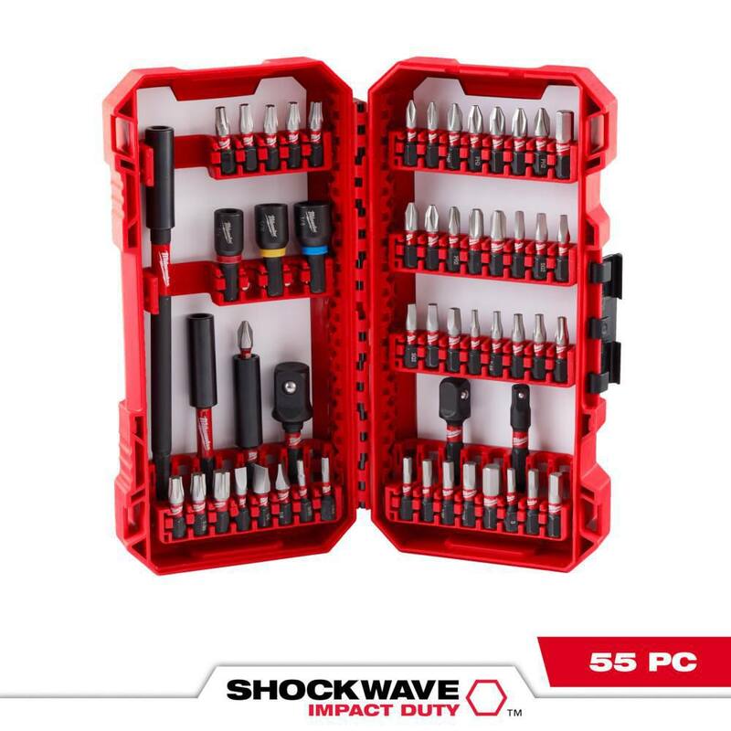 Juego de puntas de destornillador de acero aleado Milwaukee SHOCKWAVE Impact Duty con estuche de accesorios PACKOUT (55 piezas) - 48-32-4096
