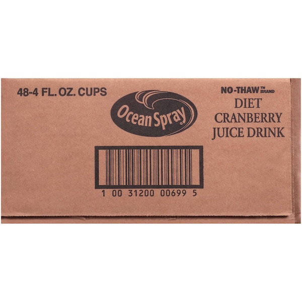 Ocean Spray Ocean Spray No Thaw Diet Cranberry Juice 4 fl. oz. Cups, PK48 - 00699