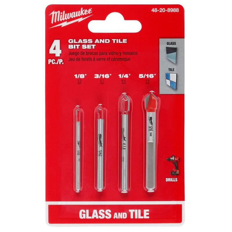 Set de brocas de carburo para vidrio y azulejo de Milwaukee (paquete de 4) - 48-20-8988