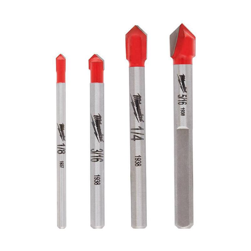 Set de brocas de carburo para vidrio y azulejo de Milwaukee (paquete de 4) - 48-20-8988