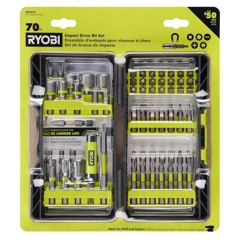Juego de puntas para taladro y destornillador de impacto calificadas RYOBI (70 piezas) - AR2040