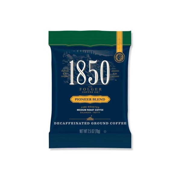 Folgers 1850 Coffee Fraction Packs, Pioneer Blend Decaf, Medium Roast, 2.5 oz Pack, 24 Packs/Carton - 21513