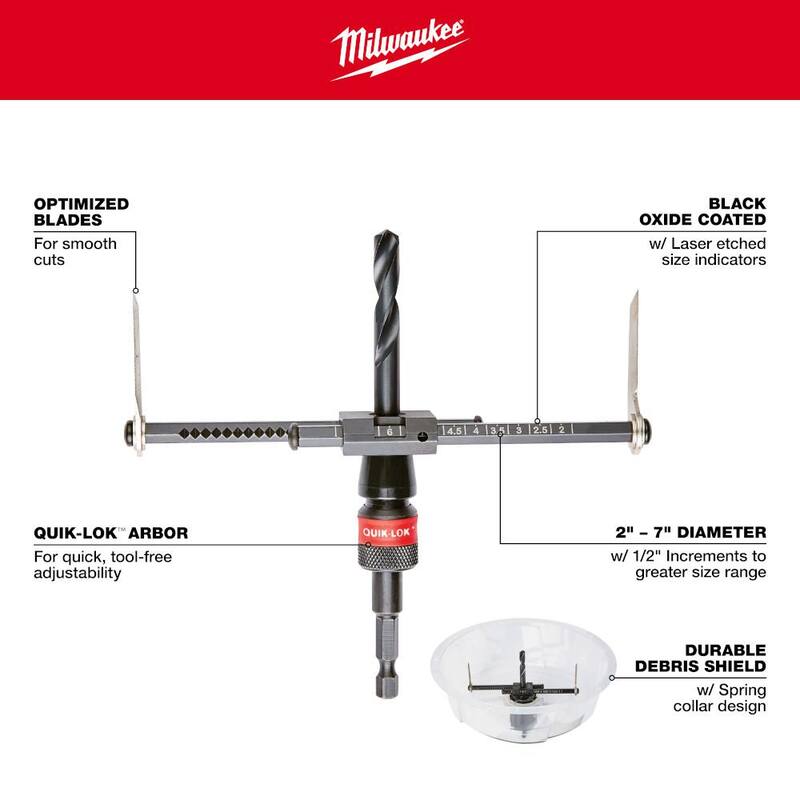 Milwaukee 2 pulgadas a 7 pulgadas Cortador de sierra de orificio ajustable de óxido negro - 49-56-0320