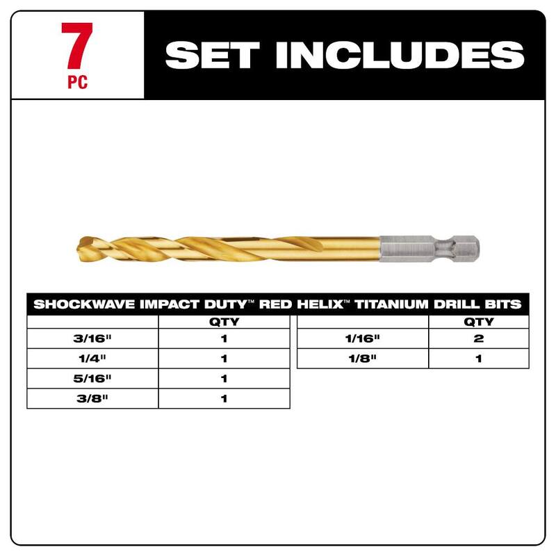 Juego de brocas de titanio Milwaukee SHOCKWAVE Impact Duty (7 piezas) - 48-89-4637
