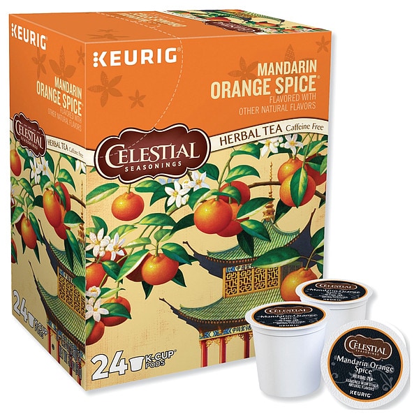 Celestial Seasonings Tea, Mandarin Orange, Pod, Caffeinated, Ground, 3.12 oz, 24 PK - 14735