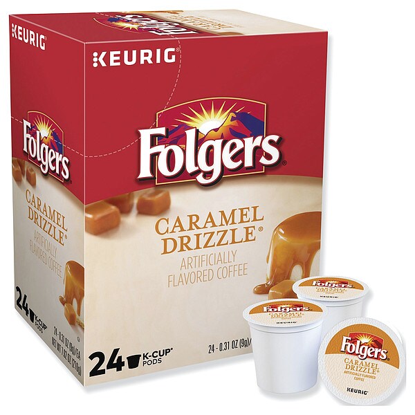 Folgers Coffee, Caramel Drizzle, Pod, Caffeinated, Ground, 7.44 oz, 24 PK - 6680