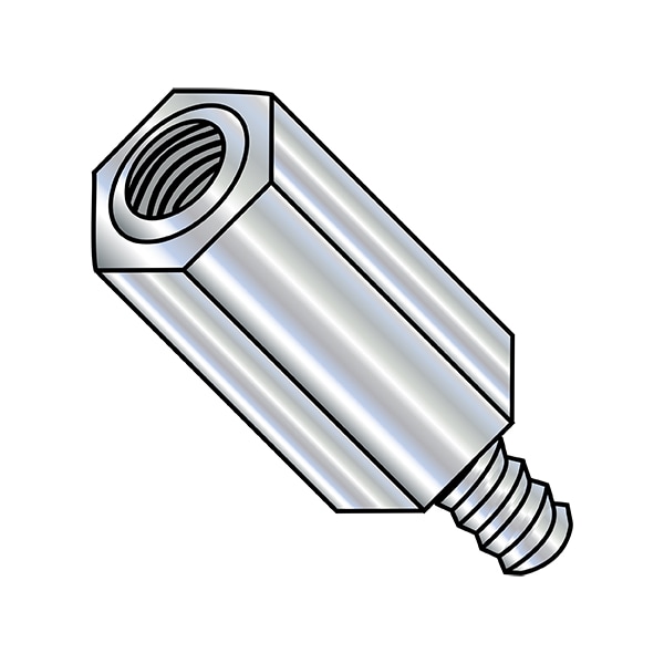 Zoro Select Hex Standoff, #8-32 Thrd Sz, Steel Zinc Plated, 1/4" Hex W, 300 PK - 140608HM