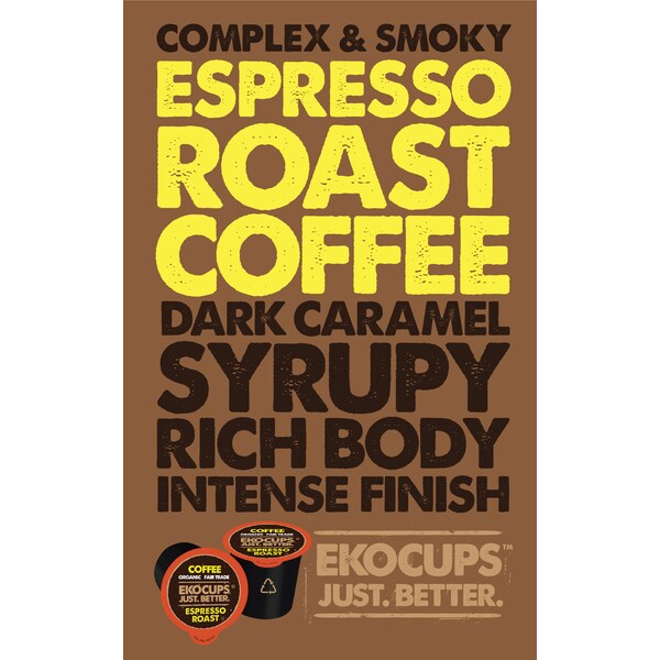 Ekocups EKOCUPS Artisan Organic Espresso Roast Coffee-40 Ct - WM-EKO-ESPRESSO-40