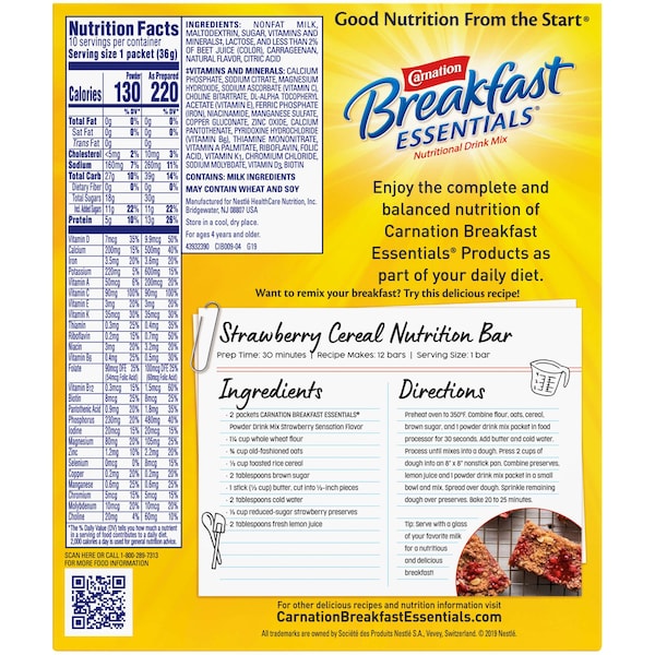 Carnation Carnation Strawberry Breakfast Essentials Drink Mix 12.6 oz., PK6 - 00050000486502