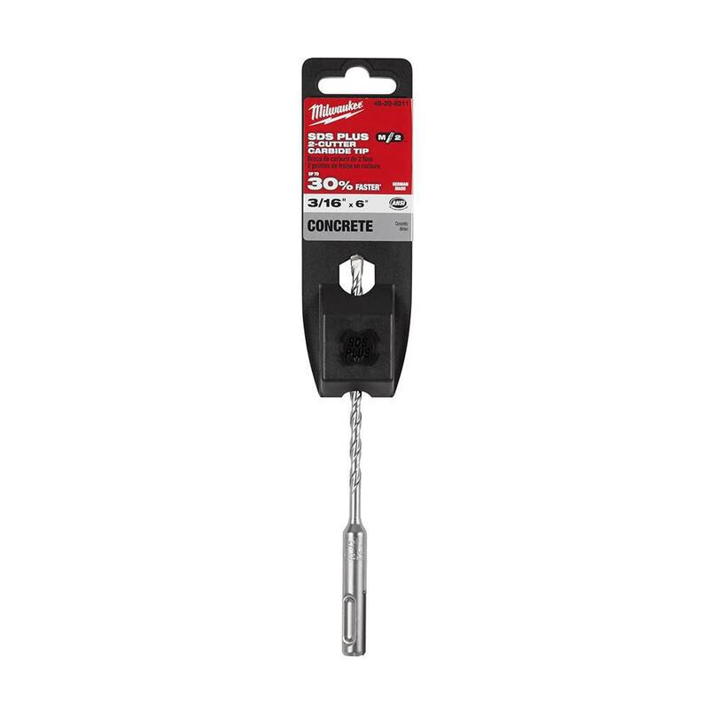 Milwaukee 3/16 pulg. x 6 pulg. Broca de carburo SDS-PLUS de 2 cortes - 48-20-8211