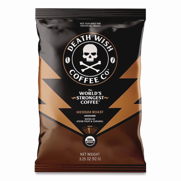 Death Wish Coffee Co. Medium Roast Coffee Frac Pack, Regular, 3.25 oz, 25PK - EWC34355