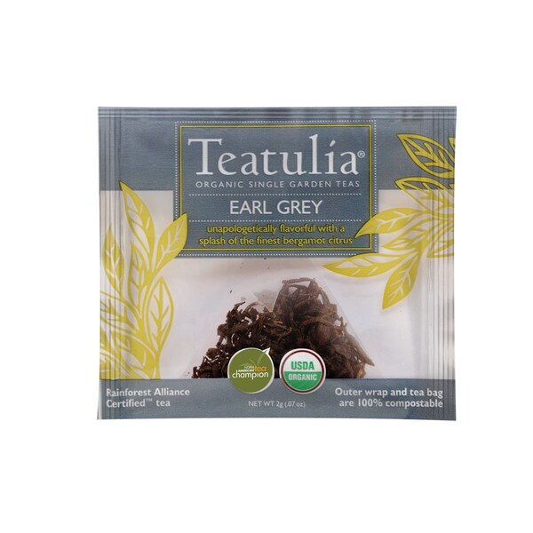 Teatulia Organic Teas Earl Grey Wrapped Premium Tea, PK50 - WPP-EAGR-50