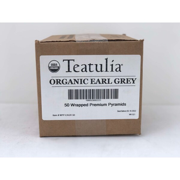 Teatulia Organic Teas Earl Grey Wrapped Premium Tea, PK50 - WPP-EAGR-50