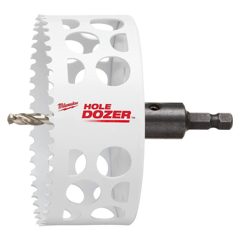 Milwaukee 4-1/4 pulgadas HOLE DOZER Sierra de perforación bimetálica con arbor de 3/8 pulgadas y broca piloto - 49-56-9687