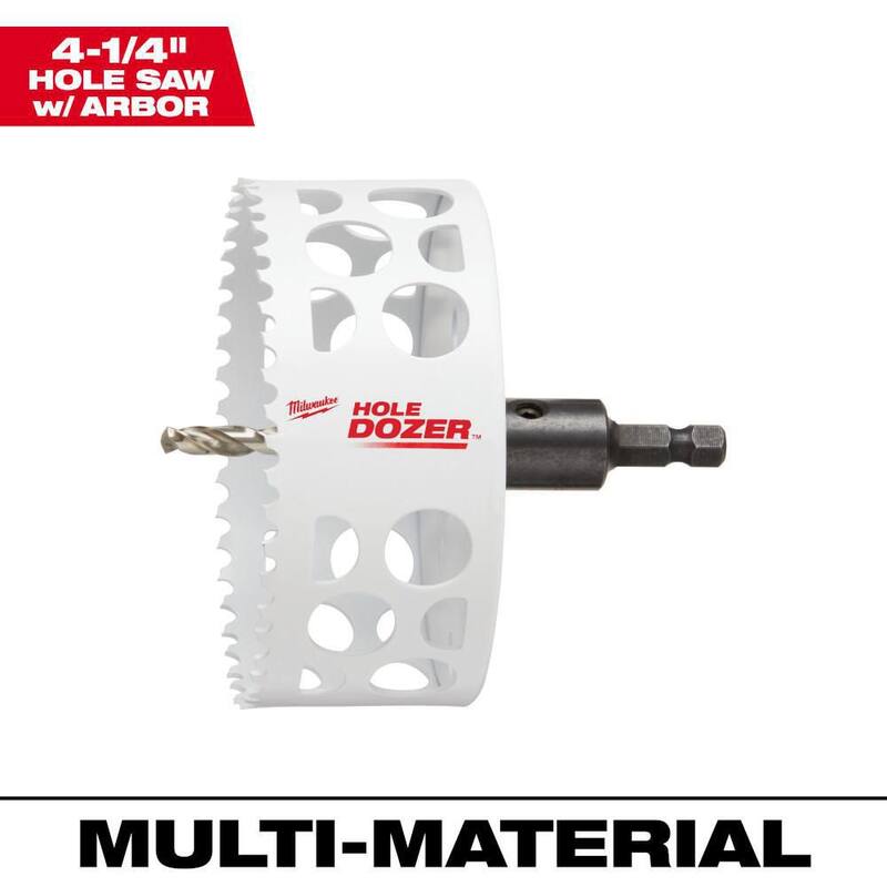 Milwaukee 4-1/4 pulgadas HOLE DOZER Sierra de perforación bimetálica con arbor de 3/8 pulgadas y broca piloto - 49-56-9687
