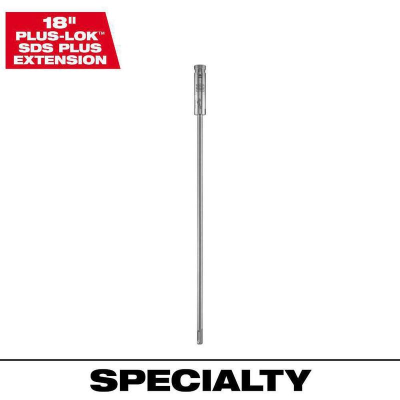 Milwaukee PLUSLOK Extensión de broca de carburo SDS-PLUS de 18 pulgadas - 48-20-6945