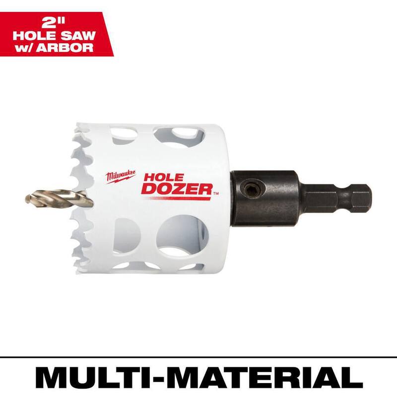 Sierra de perforación bimetálica Hole Dozer de 2 pulgadas de Milwaukee con arbor de 3/8 pulgadas y broca piloto - 49-56-9667