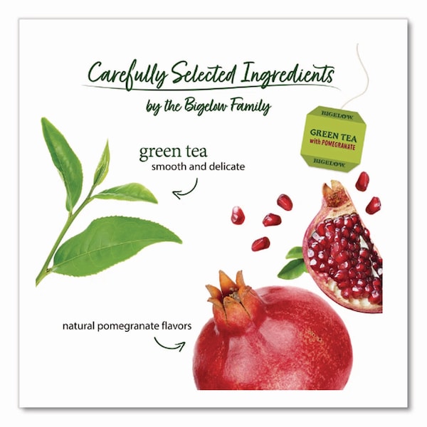 Bigelow Green Tea with Pomegranate, 0.07 oz Tea Bag, 28PK - RCB10363