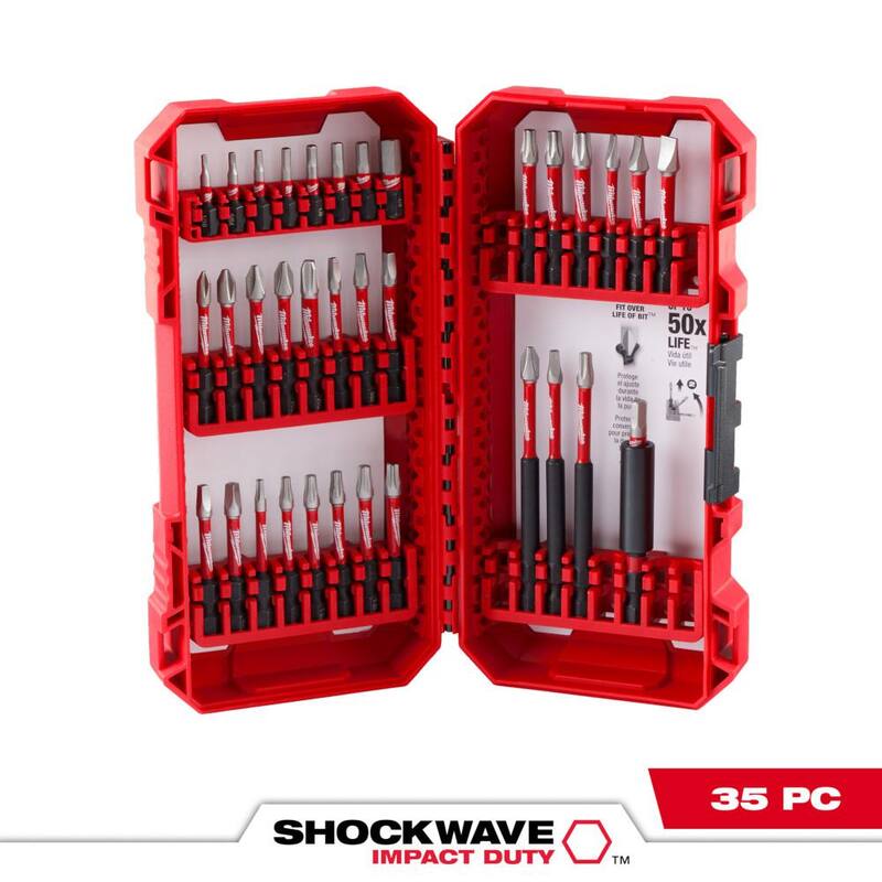 Juego de puntas de destornillador de acero aleado Milwaukee SHOCKWAVE Impact Duty (35 piezas) - 48-32-4032