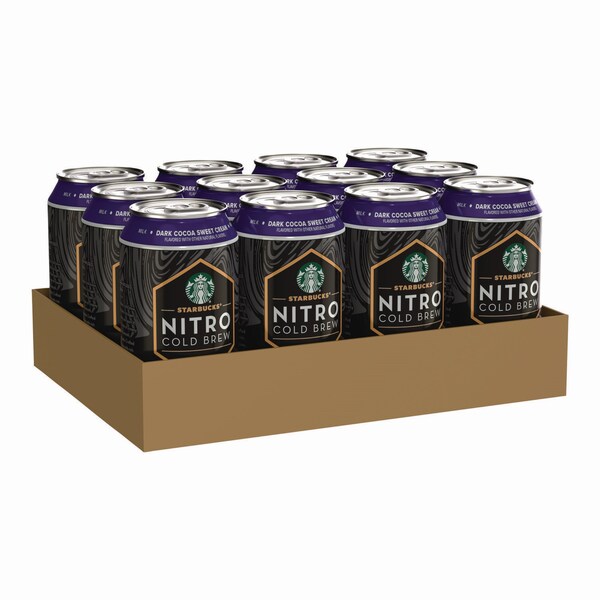 Starbucks Nitro Cold Brew Coffee, Dark Cocoa Sweet Cream, 9.6 oz Can, 12PK - PEP20478